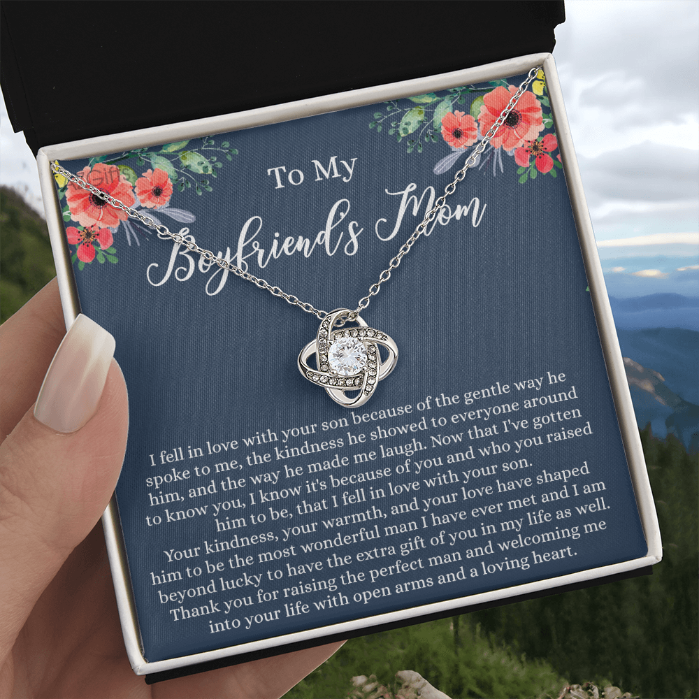Gift For Boyfriend's Mom Necklace, To My Boyfriend's Mom Love Knot Necklace, Gift To My Boyfriend's Mom Necklace For Mothers Day Birthday Gift Christmas Retirement Jewelry For Women Girlfriend's