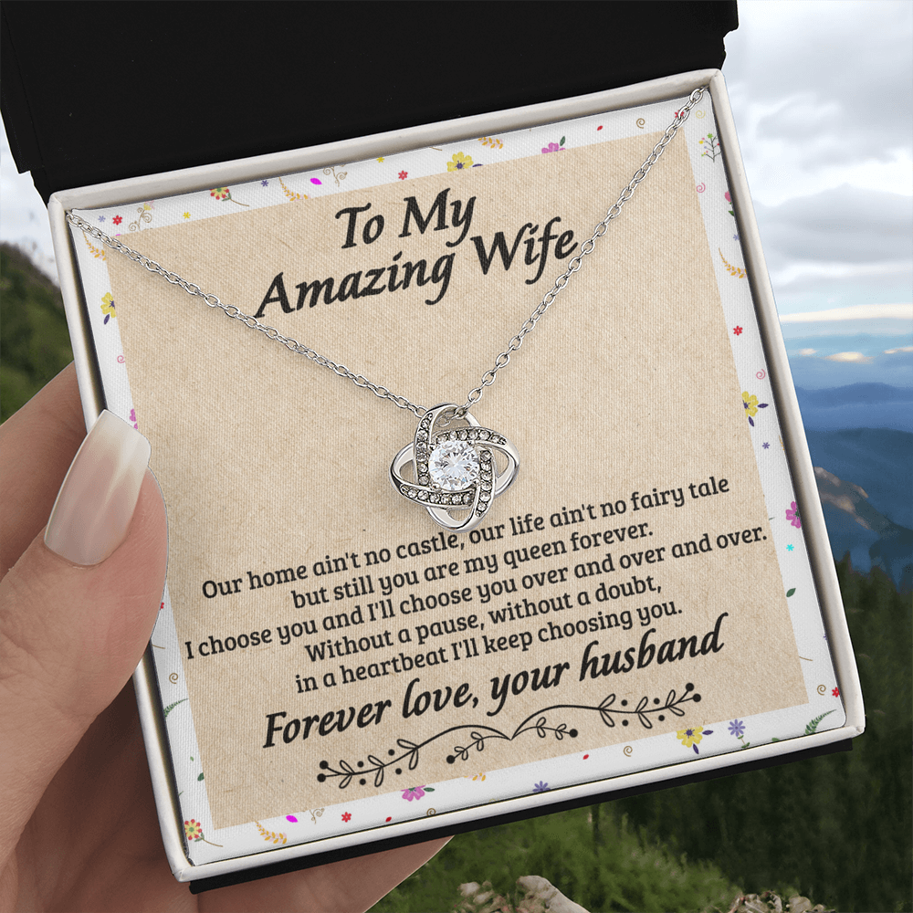 To My Wife Necklace From Husband, Amazing Wife Gift Necklace, Husband And Wife Love Knot Necklace - Necklace For Amazing  Wife From Husband, Wife Necklace On Anniversary, Valentine Day, Christmas