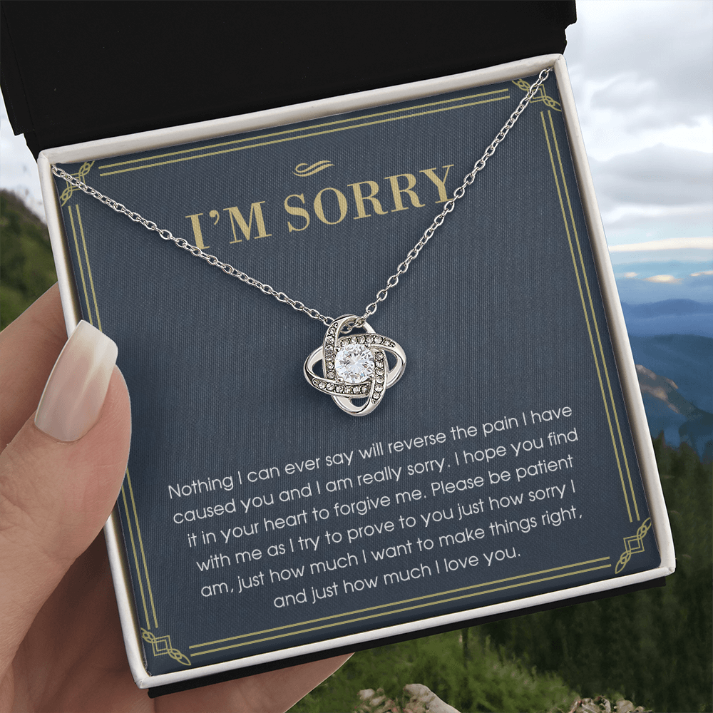 I'm Sorry Gift Necklace For Her, For Girlfriend, Soulmate, I Am Really Sorry Gift Necklace, I'm Sorry Love Knot Necklace From Boyfriend, Husband - Love Knot Pendant Gift For Girlfriend, Soulmate