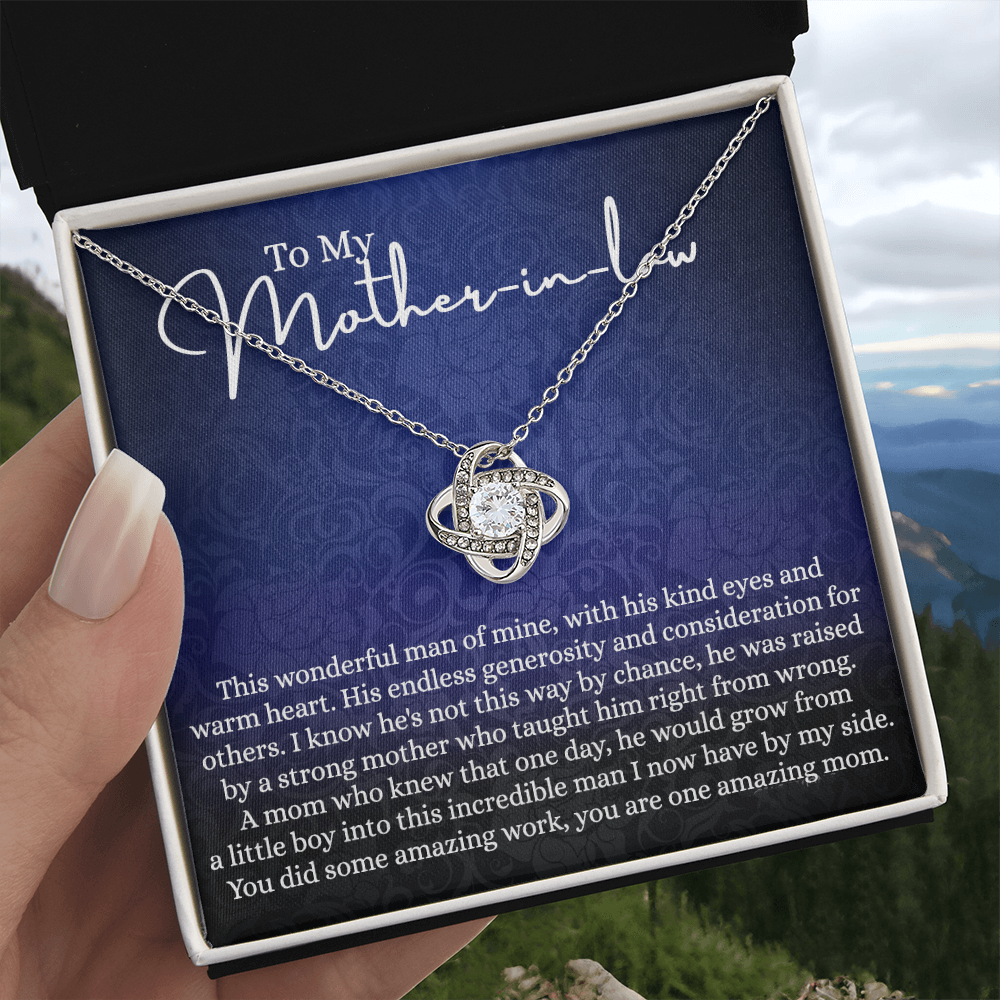Happy Mother's Day Necklace - To My Mother In Law Love Knot Necklace From Son This Wonderful Man Of Mine, Mother In Law And Son In Law Gift Necklace Gift For Amazing Mom Jewelry Gift For Women