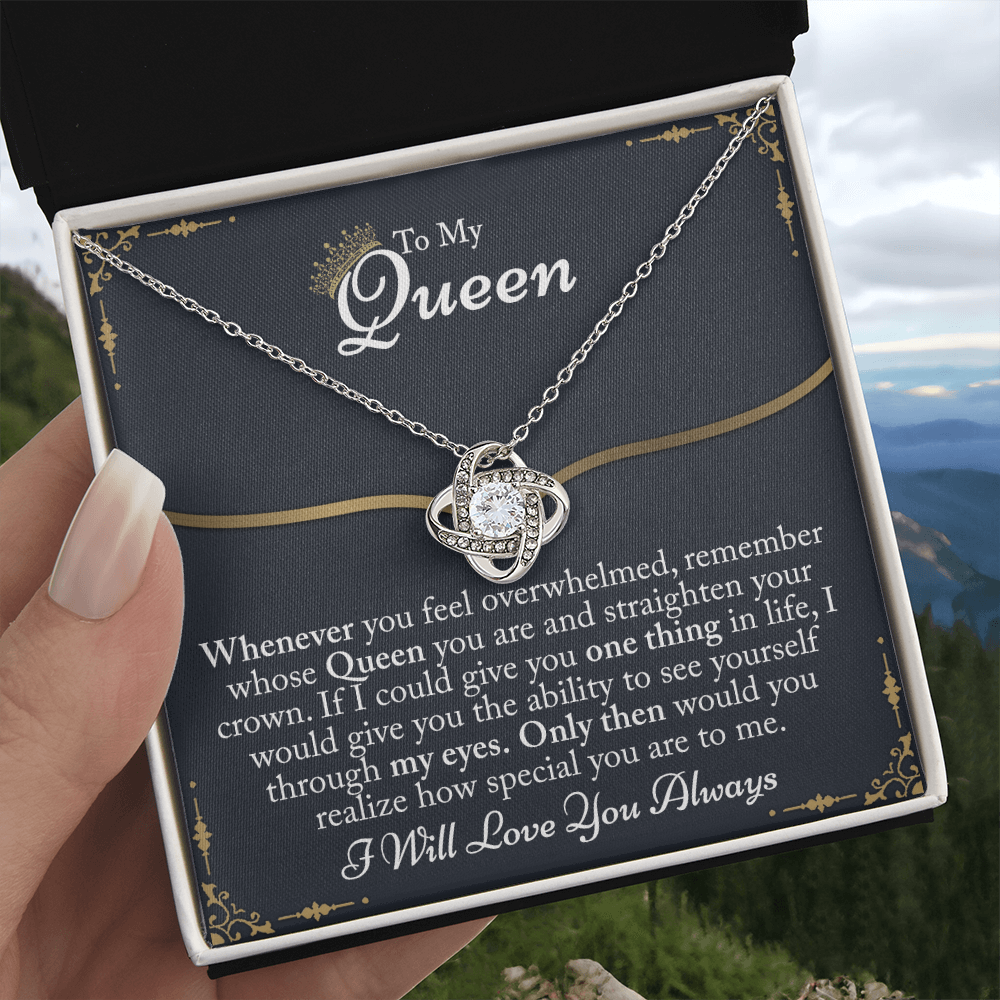 To My Queen Gift For Her Jewelry Gift Her Gift for Her Christmas Necklace From Boyfriend, Husband, Girlfriend Gift Necklace - Jewelry Gift For Girls, Love Knot Pendant Gift For Girlfriend, Soulmate
