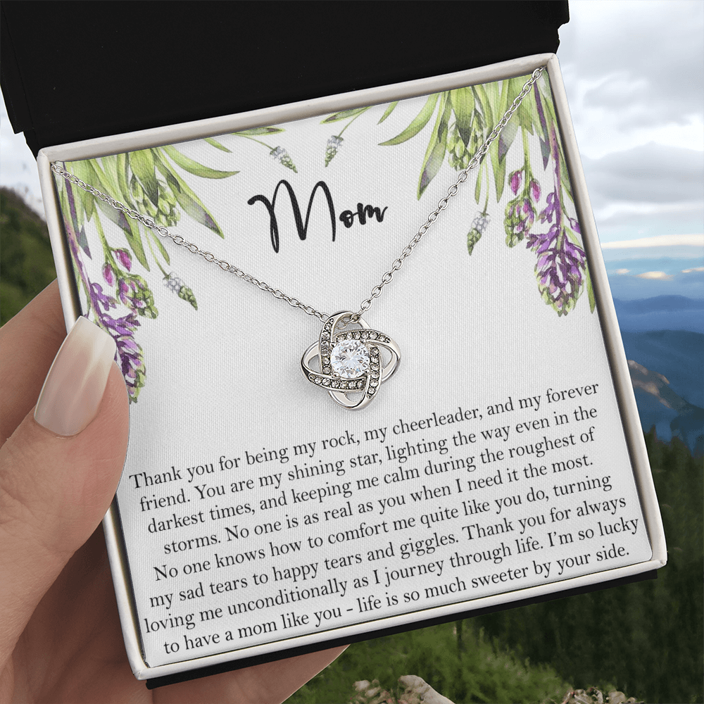 Thank You Mom Gift Necklace, To My Mom Love Knot Necklace Gift From Daughter And Mother Love Knot Pendant Gift For Mom, Bonus Mom Gift Necklace Thank You Pendant Gift For Mom, Jewelry Gift For Women