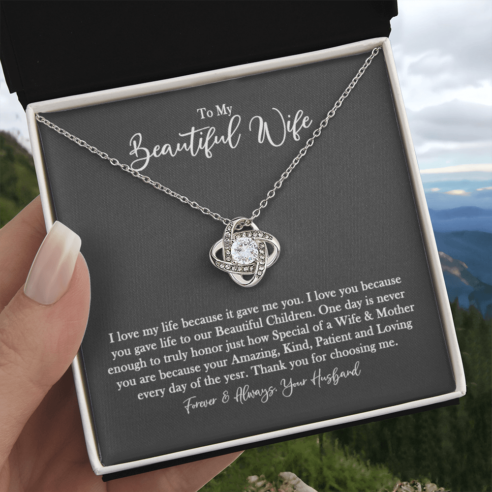 To My Beautiful Wife Necklace From Husband Valentines Day Necklace Gift For Wife, Soulmate Gift Necklace Personalized Gift Jewelry For Women, Romantic Gift Necklace, Because It Gave Me You Necklace