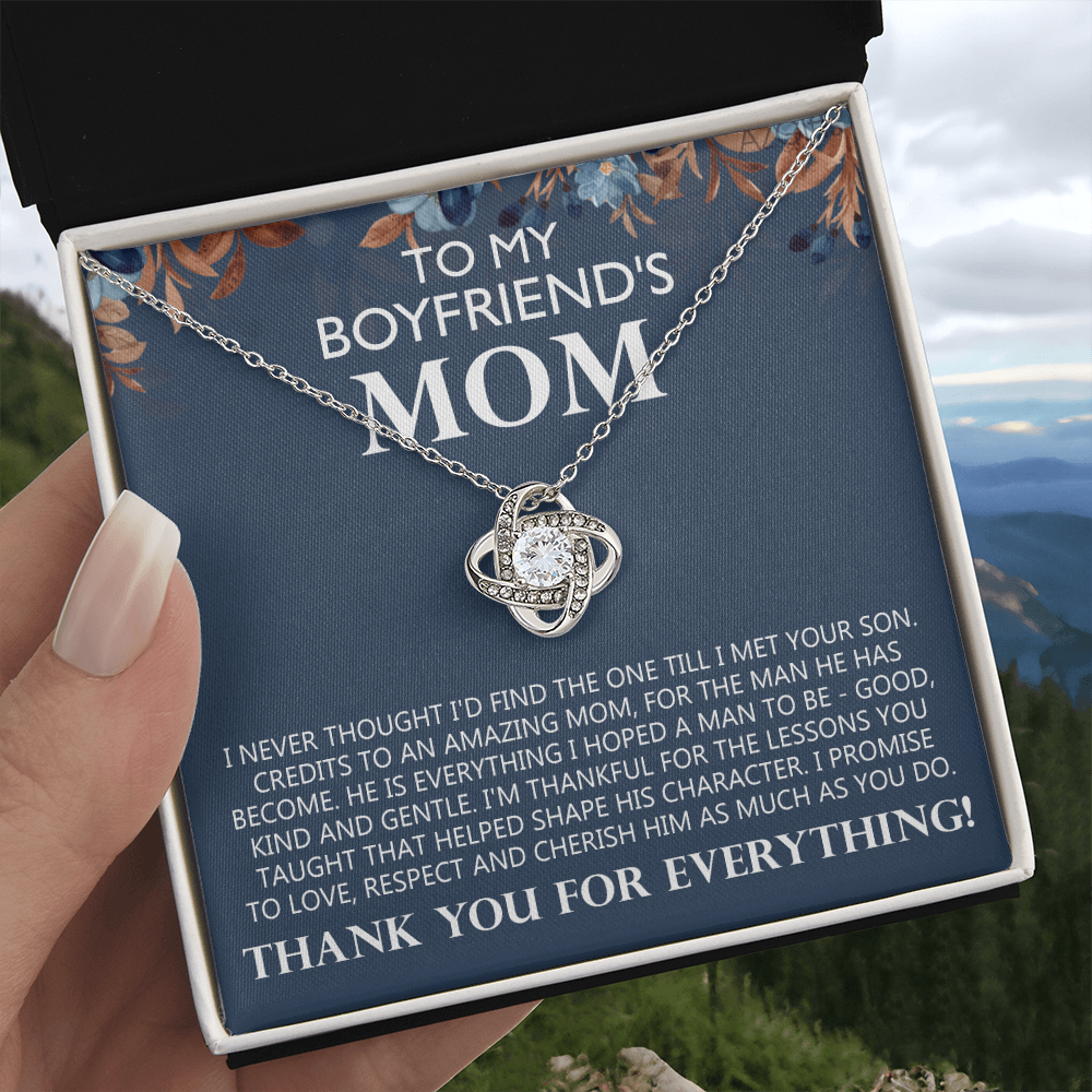 Boyfriend's Mom Gift Necklace, To My Boyfriends Mom Necklace From Girlfriends, Love Knot Necklace Gift For Boyfriends Mom, Jewelry For Boyfriend's Mom, Mothers Day Necklace For Boyfriends Mom