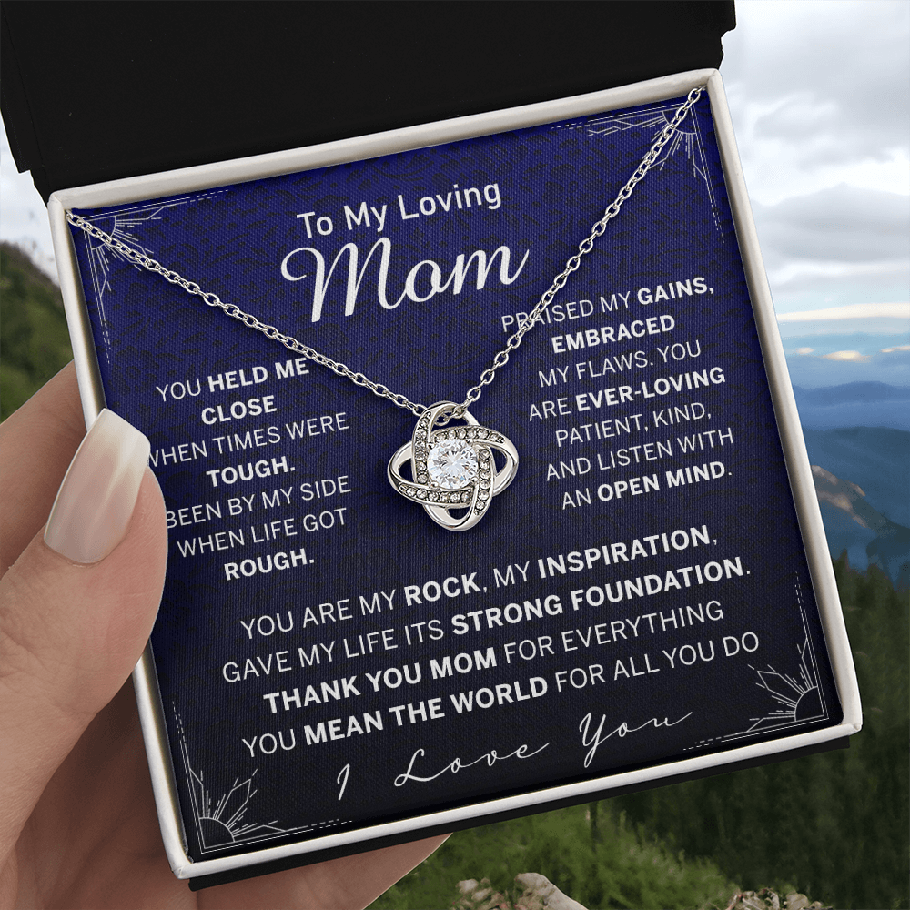 To My Loving Mom Necklace, Mom Love Knot Necklace From Daughter And Mother Necklace, You Held Me Close Necklace Gift For Mom, Loving Mom Gift Necklace, I Love You Necklace Gift For Mom, Jewelry Gift