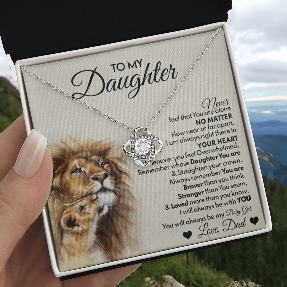 Daughter Gifts Necklace From Dad, To My Daughter Lion And Necklace Gift On Birthday Gift Graduation Gift for Daughter From Dad, Father Daughter Jewelry Gift For Girls, Little Girl Necklace