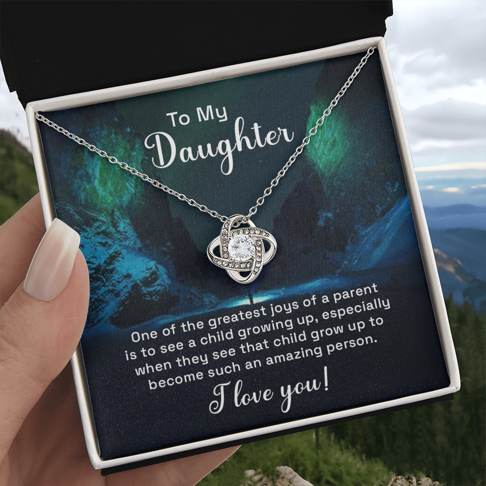 To My Daughter Love Knot Necklace From Parent, Daughter Gift Necklace From Mom, Step Daughter Necklace, Gift Necklace For Stepdaughter, Bonus Daughter Gifts, Step Daughter Gifts Love Knot Necklace