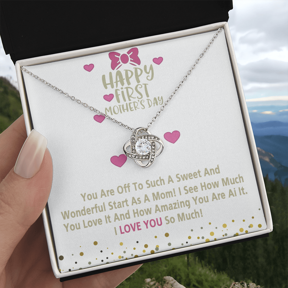 Happy Morther's Day Necklace, To My Mother Lovev Knot Necklace Gift Form Daughter, First Mother Day Necklace Gift, Mother And Daughter Gift Necklace For Mother Gift Necklace Jewelry Gift For Women