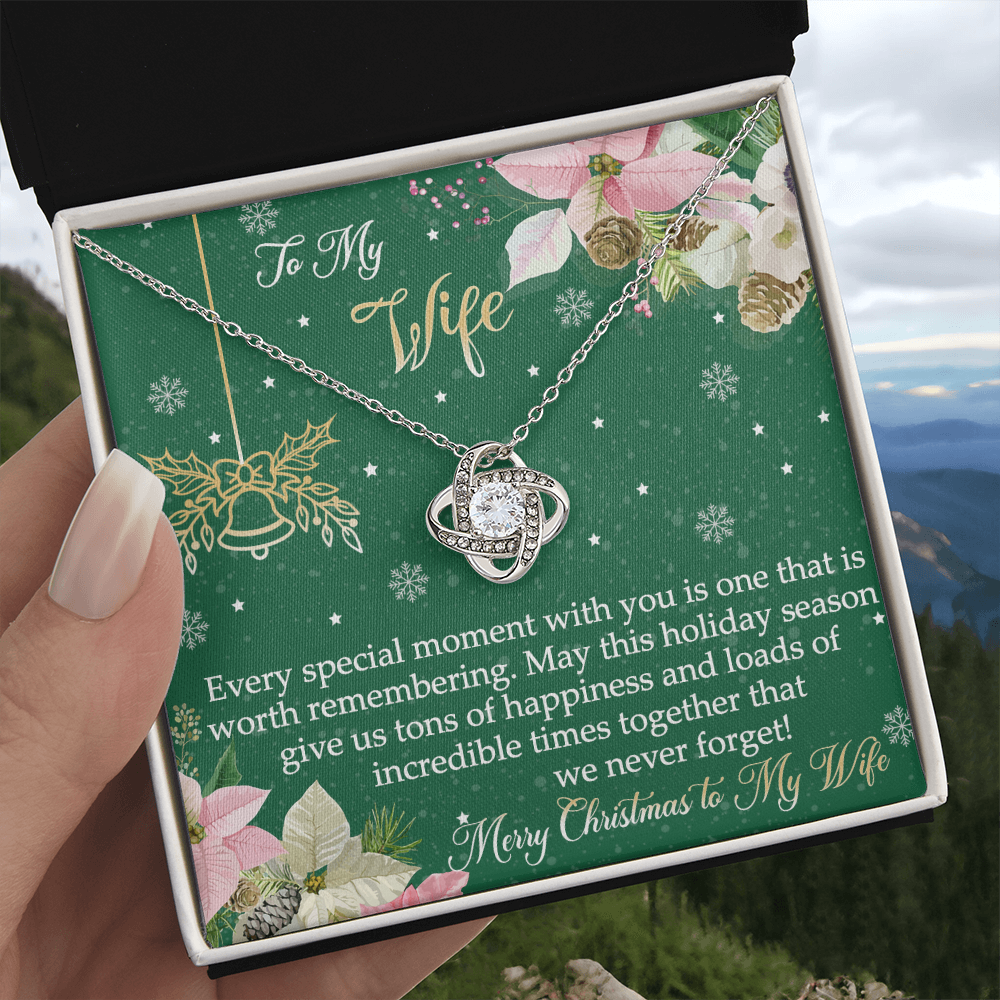 The Love Knot Gift For Wife, To My Wife Merry Christmas Necklace From Husband, Jewelry Gift For Women, Husband To Wife Love Knot Pendant, Merry Christmas To My Wife Gift Necklace On Christmas