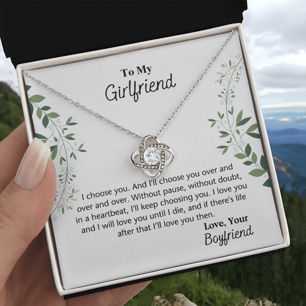 To My Girlfriend Necklace From Boyfriend, Husband, Gift Necklace For Girlfriend I Choose You Necklace - Love Knot Pendant Gift For Girlfriend, Soulmate Necklace To Girlfriend Jewelry Gift For Girls