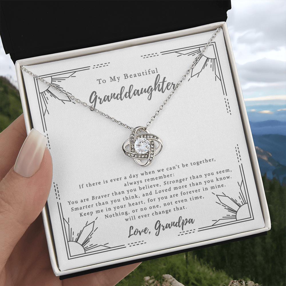 Love Knot Necklace For Granddaughter - To My Beautiful Granddaughter Necklace From Grandpa, Grandfather Gift Necklace On Birthday Gift Graduation Gift, Christmas Love Granddaughter Gift Necklace