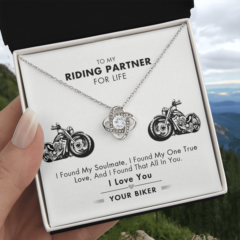Customized Gift Necklace, To My Riding Partner For Life Necklace Gift From Husband Love Knot Necklace And Message Card Gift Box For Riding Partner For Life Jewelry Pendant Gift For Women Soulmate
