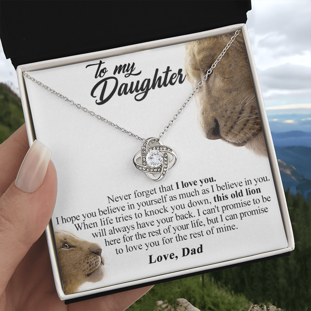 Daughter and Bonus Daughter Gift Necklace, To My Daughters Necklace Love Knot Jewelry Gift From Dad Step Dad Mom Step Mom For Birthday, Graduation Gift, Thanksgiving and Christmas For Daughter