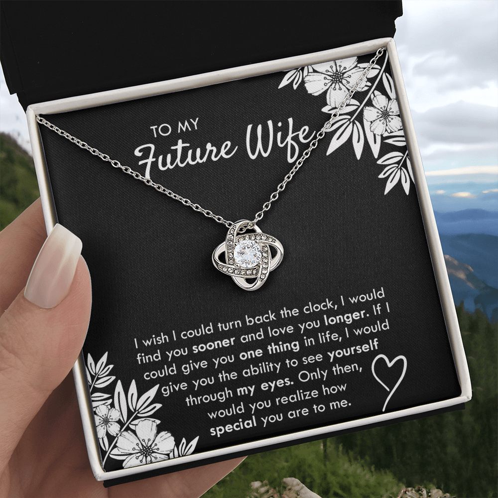 To My Future Wife Necklace From Husband, Necklace with Message Card and Gift Box For Wife, Future Wife Gift Necklace, Husband To Wife Gift Love Knot Pendant Gift From Men, Jewelry Gift For Women