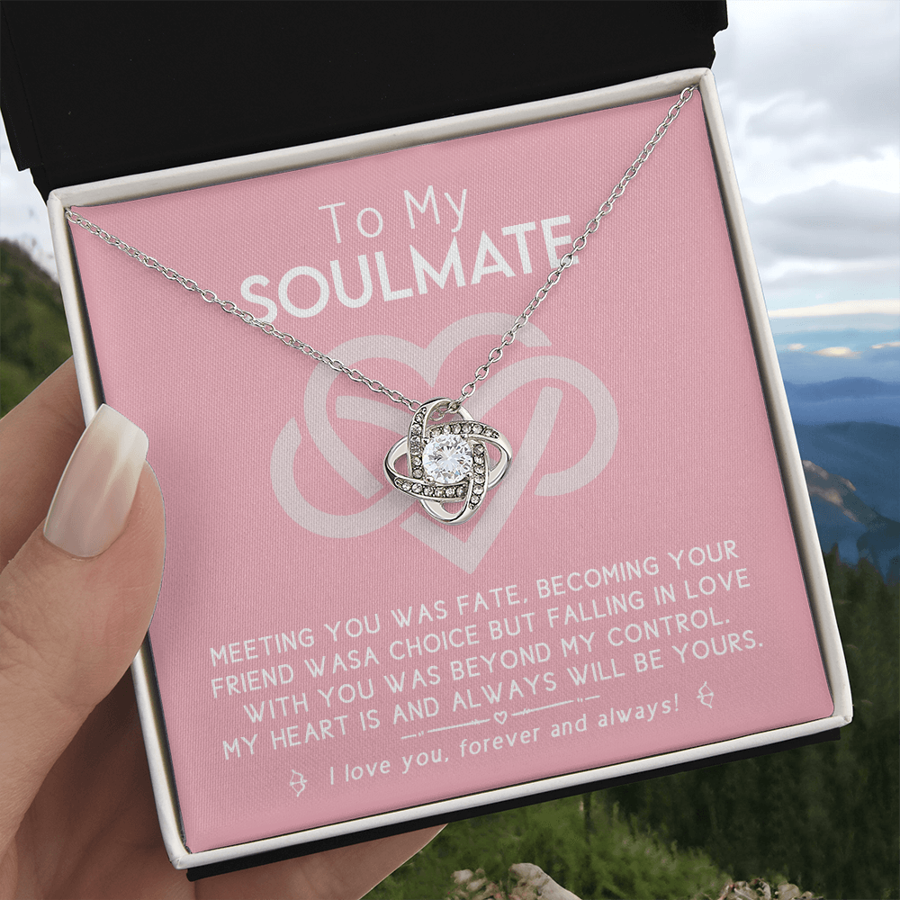 To My Soulmate Necklace From Husband, To Wife, Girlfriend, Soulmate Gift Love Knot Necklace On Valentines Day Christmas Necklace for Her Romantic Forever And Always Jewelry Gift For Women