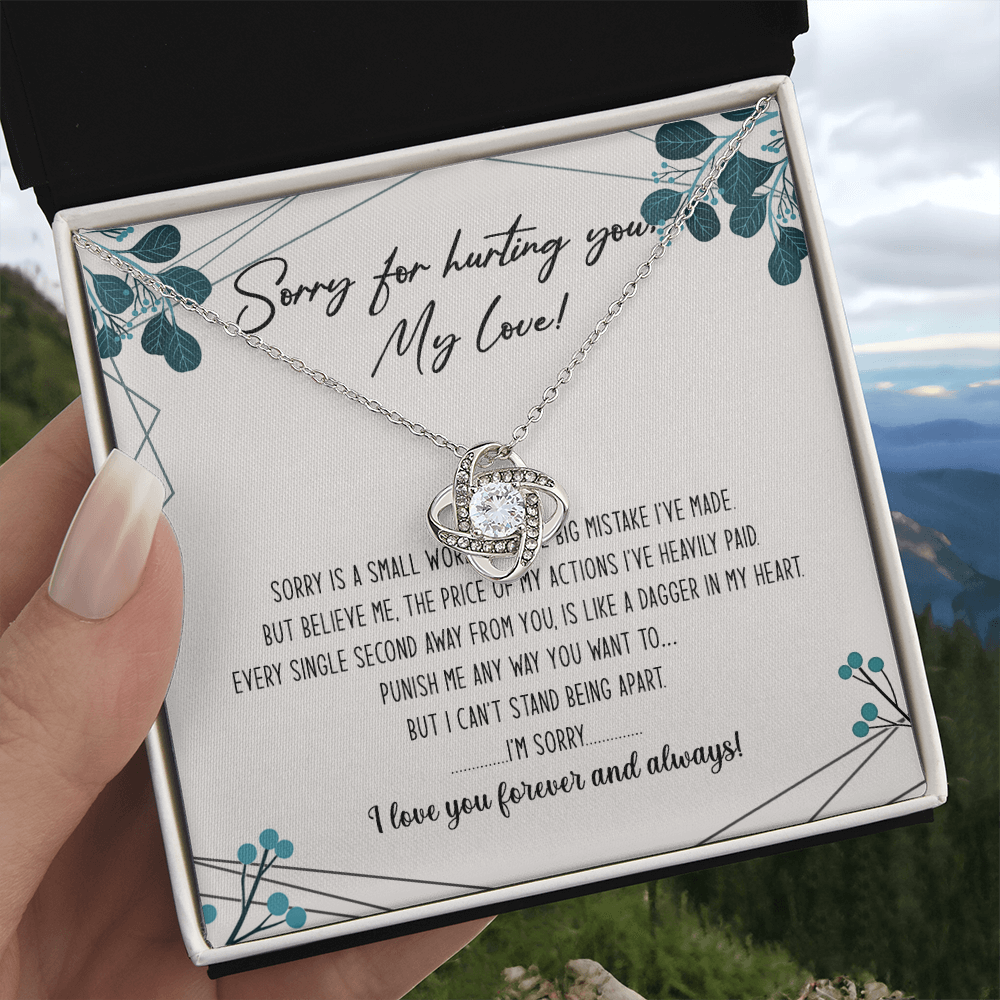 Sorry For Hurting You My Love Necklace Gift From Boyfriend, Husband, I'm Sorry Gift Necklace To Girlfriend, Soulmate Necklace, Wife I Love You Forever And Always Necklace, My Love Knot Necklace