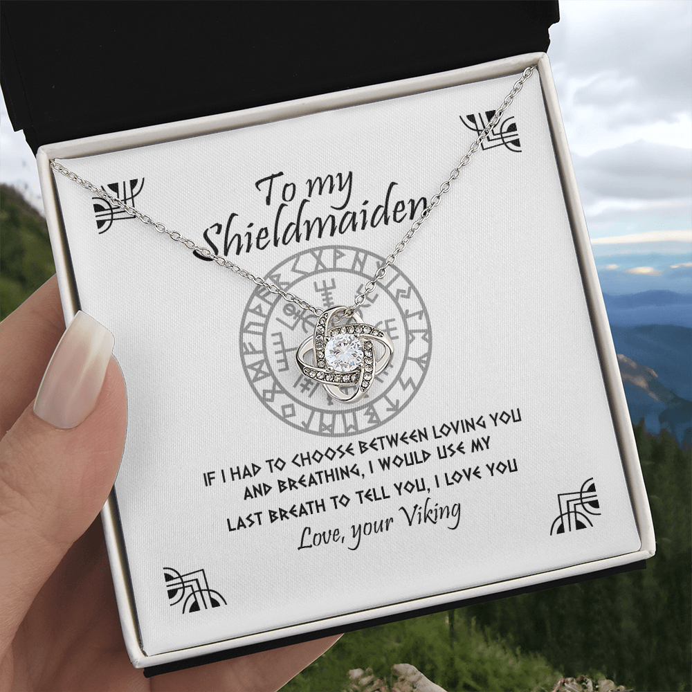 To My Shieldmaiden Necklace From Viking, Gift Neklace For Wife From Husband, Gift Pendant For Girlfriend From Boyfriend, Shieldmaiden Gift Love Knot Necklace On Birthday, Anniversary Valentine Day