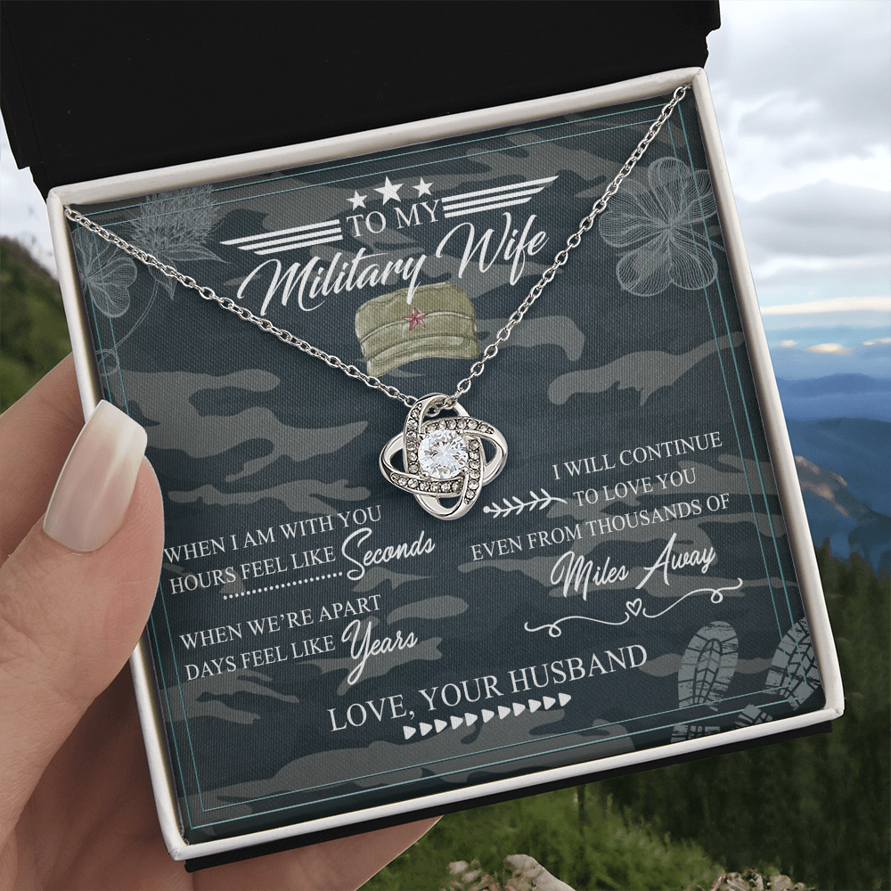 Military Wife Gift Necklace, Husband And Wife Love Knot Necklace, To My Military Wife Necklace From Husband - Veteran Necklace Gift For Wife, Jewelry Gift For Women, Soulmate Gift Necklace