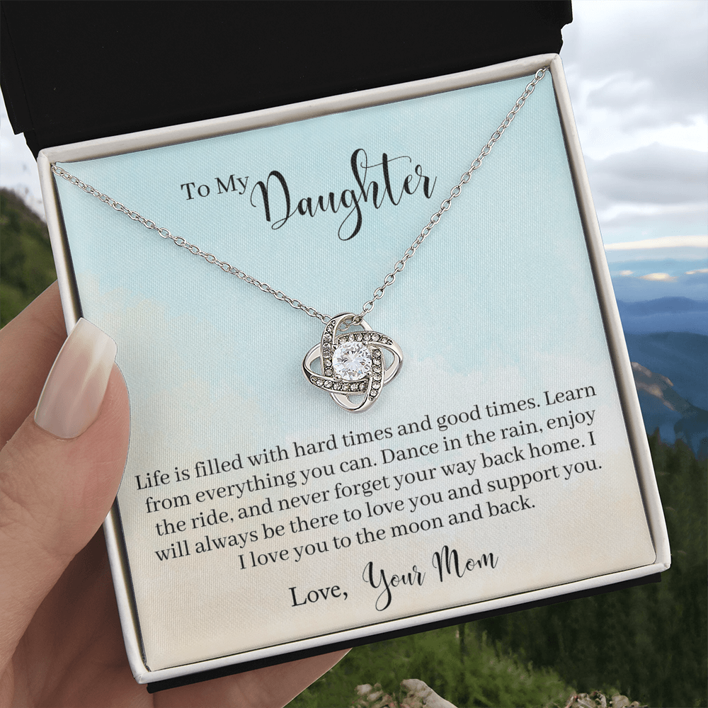 To My Daughter Love Knot Necklace From Mom, Happy Graduation Gift Necklace, Mother And Daughter Love Knot Necklace, Daughter Gift Necklace From Mommy Mother To Daughter Jewelry Gift For Girls