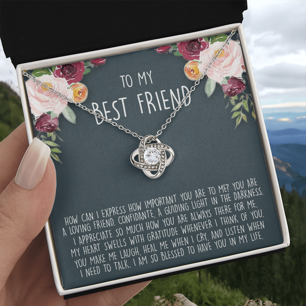 To My Best Friend Gift Necklace From Friend - BFF Gift Necklace, Gifts Pendant For BFF, Love Knot Necklace Gift For Friend, BFF With Message Card and Gift Box Necklace On Birthday, Anniversary