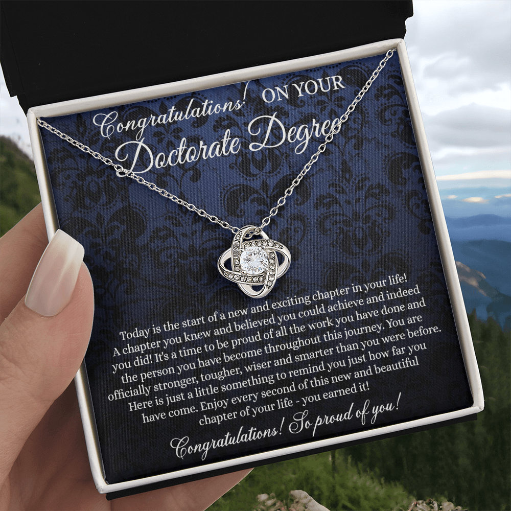 Doctorate Degree Graduation Gift Necklace Graduating Class of 2026 Necklace, Doctoral Degree Necklace Gift On PhD Graduation Gift Graduate New Doctorate Knot Pendant, Graduation Necklace Gift for Her