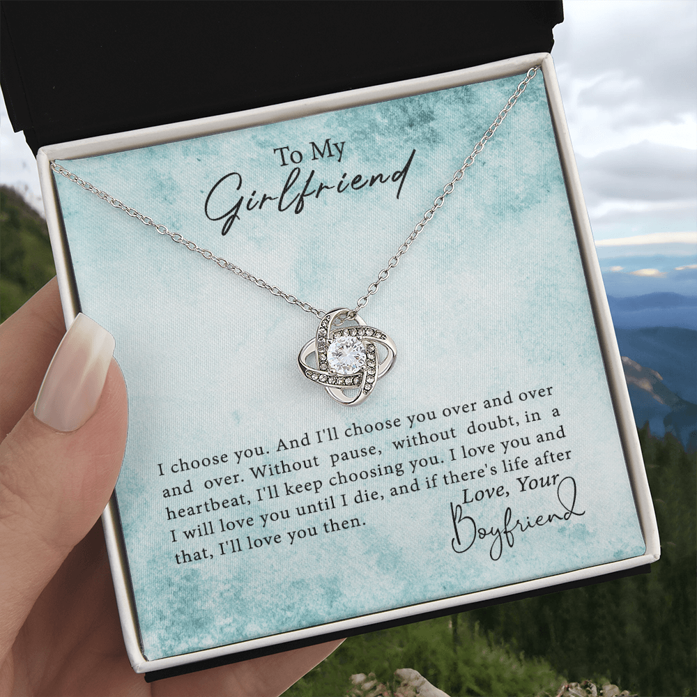 To My Girlfriend Necklace From Boyfriend, Husband, Gift Necklace For Girlfriend I Love You Then - Love Knot Pendant Gift For Girlfriend, Soulmate Necklace To Girlfriend Jewelry Gift For Girls