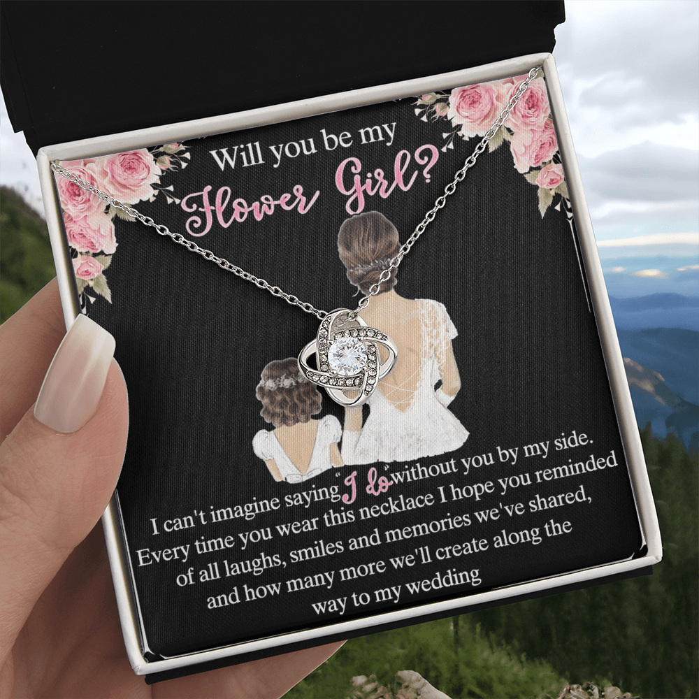 To My Daughter Love Knot Necklace From Mom And Daughter Pendant Gift For Daughter Will You Be My Hower Girl From Mother To Daughter Jewelry Gift For Girls, Daughter On Your Wedding Day Necklace Gift