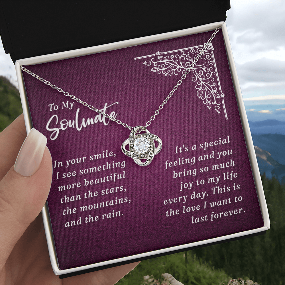 To My Soulmate Necklace From Husband, Boyfriend, Gift Necklace for Soulmate, Love Knot Necklace for Girlfriend, Soulmate Jewelry, Future Wife Gift Necklace, Necklace for Wife 14k White Gold