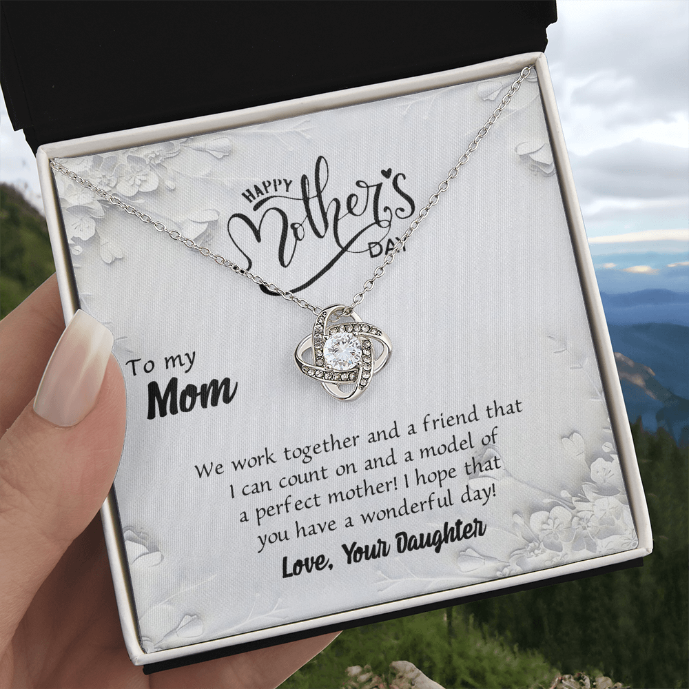 Happy Mother's Day Necklace, To My Mom Love Knot Necklace Gift From Daughter, Mom Your Daughter Necklace, Daughter And Mother Love Knot Pendant Gift For Mom Gift Necklace, Jewelry Gift For Women