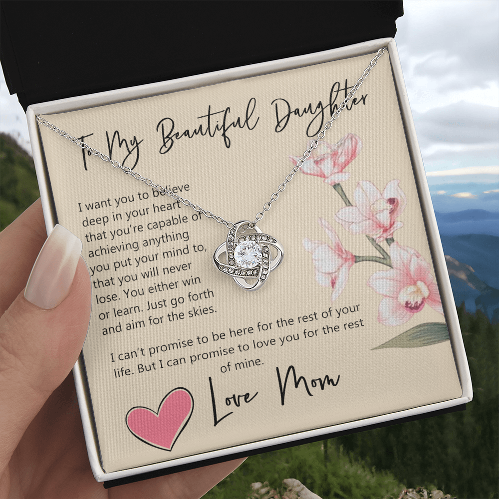 Daughter Gift Necklace, To My Beautiful Daughter Necklace From Mom, Mother, Necklace Jewelry For Daughter, Mother And Daughter Necklace Pendant Gift On Christmas, Anniversary Graduation Gift