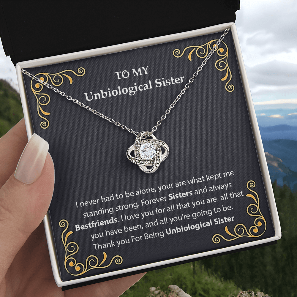 To My Unbiological Sister Love Knot Necklace From Sister, Bonus Sister Gift Necklace, Sister-in-Law Gift Pendant, Love Knot Jewelry for Sister in Law, Step Sister Gift, Soul Sister, Best Friend
