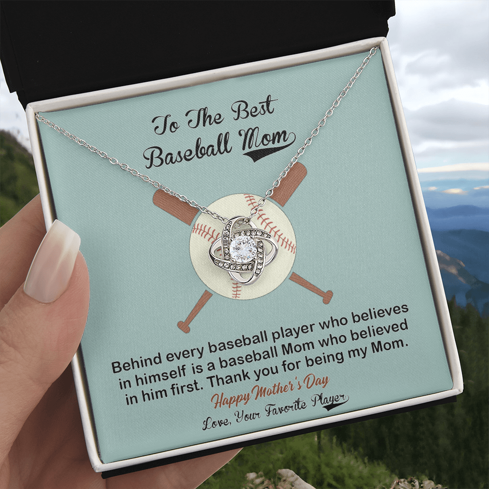 Baseball Mom Gift Necklace, To the Best Baseball Mom Necklace From Daughter, Favorite Player Necklace Gift For Mom, Baseball Mom Love Knot Necklace Jewelry Gift For Women, To The Best Mom Necklace