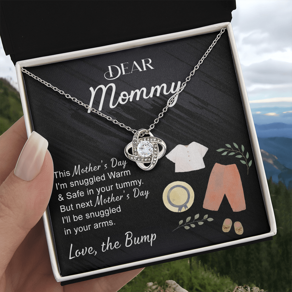 Dea Mommy Necklace, Mothers Day Gifts for Pregnant Wife, Happy Mothers Day Love Knot Necklace, Gift Necklace for Moms to Be, Mother To Be Mothers Day Pendant Gift, To My Mommy Necklace from Bump