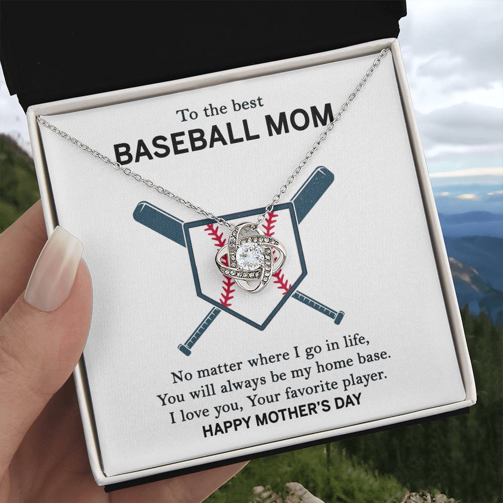 Baseball Mom Necklace, To The Best Baseball Mom Necklace From Son, Favorite player Necklace Gift For Mom, Happy Mother's Day Necklace Gift For Baseball Mom Love Knot Necklace Jewelry Gift For Women