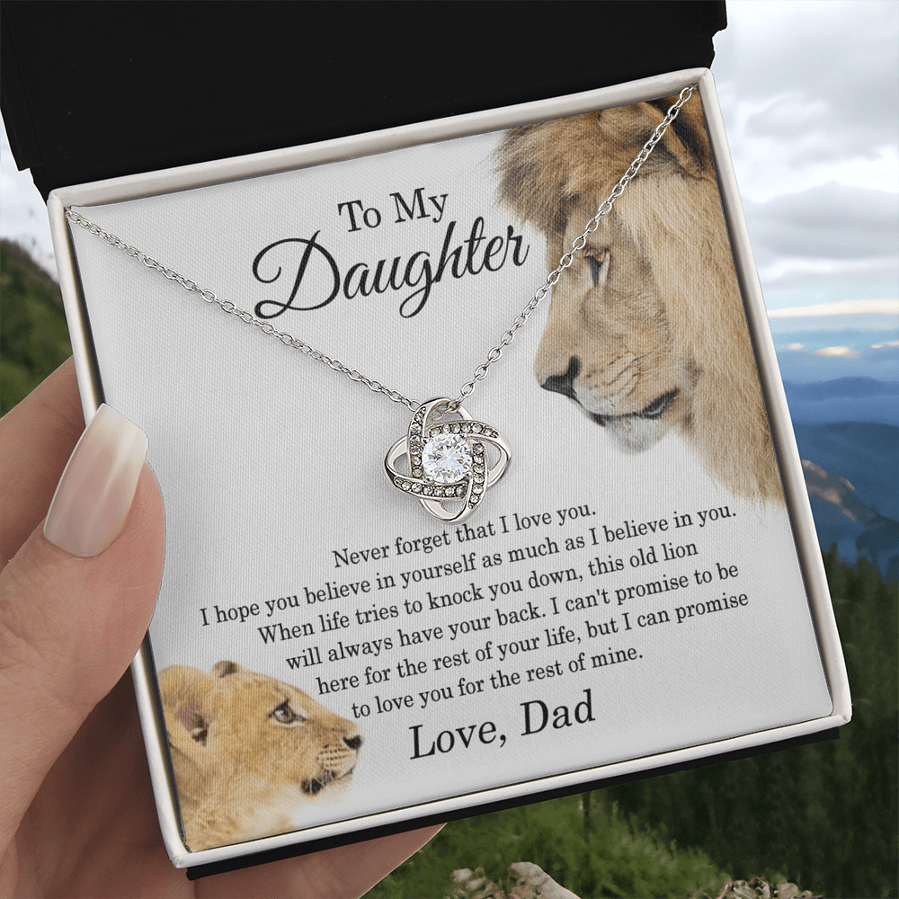 Father To Daughter Lion Gifts Necklace From Dad, To My Daughter Necklace From Daddy On Graduation, Birthday, Valentines, Christmas For Badass Beautiful Girls Jewelry Gift For Girls, Little Girl