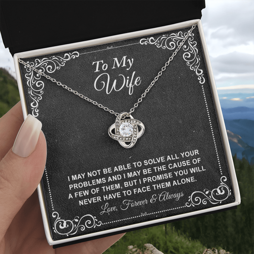 To My Wife Necklace From Husband, Love Knot Necklace Gift For Wife Husband To Wife Knot Pendant For Wife Jewelry Gift For Women, Wife Gift Necklace Soulmate Gift Pendant Forever And Always Necklace