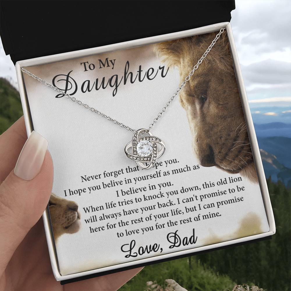 Father Daughter Necklace - Sterling Steel Necklace For Daughter, Necklace Gift On Graduation Gift Birthday Gifts for Daughter from Dad - Lion Daughter Jewelry Gift For Girls, Little Girl Necklace