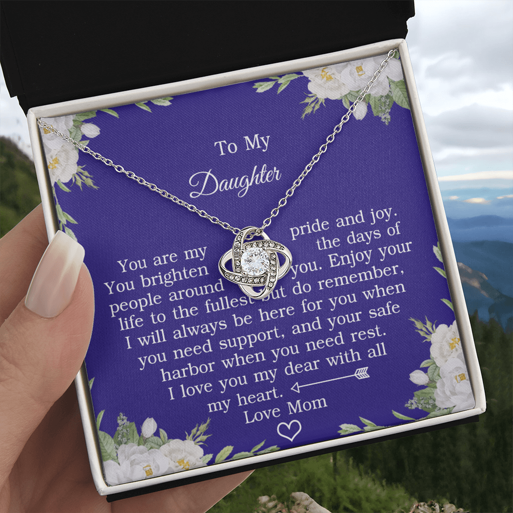 To My Daughter Love Knot Necklace From Mom And Daughter Pendant Gifts For Daughter's From Mother To Daughter Jewelry Gift For Girls, Daughter Necklace Gift From Mother, Daughter To Mom Jewelry