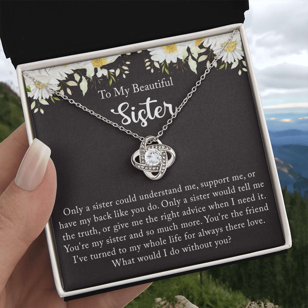 Personalized Gift Necklace - Love Knot Necklace, Sister Wedding Gift from Bride, Sister of the Bride Necklace, Sister Wedding Gift, Thank you Gift to Sister Maid of Honor, Matron of Honor Necklace