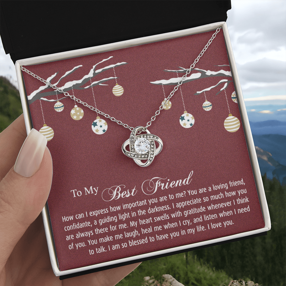 To My Best Friend Christmas Necklace From Friend, Jewelry Gift For Friend, Christmas Love Knot Necklace For Friend, BFF Gift Best Friend Gift Necklace On Birthday, Anniversary, Christmas For Friend
