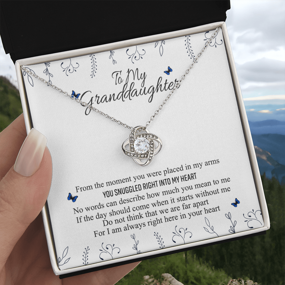 Love Knot Necklace Granddaughter Gifts From Grandma Grandpa - To My Granddaughter Necklace Card Message Gifts For Granddaughter With Inspirational Quotes, Jewelry Gift For Girls, Granddaughter Gift