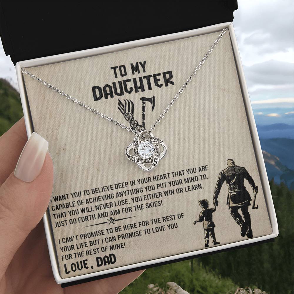 To My Daughter  Necklace from Viking Dad, Baby Girl Necklace Support Breath Be There Love Knot Chain, Personalized Gift Chain Necklace Jewelry for Women Gift On Birthday, Christmas Graduation Gift