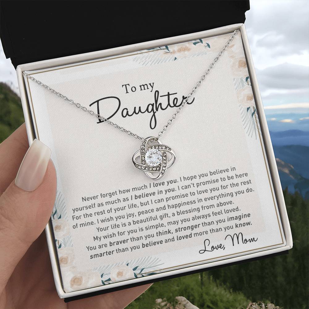 To my Beautiful Daughter Necklace With Thoughtful Card Box Gifts for Daughter from Mom Mother Daughter Gifts Jewelry for Girls Little Girl, Daughter Present On Birthday Graduation Gift Christmas