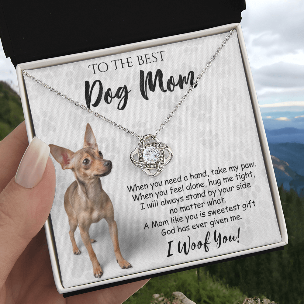 To The Best Dog Mom Love Knot Necklace From Daughter Mother's Day Necklace Gift, Chihuahua Love Knot Pendant, Jewelry Gift For Women, Dog Lovers Chihuahua Gift Necklace, Dog Mom Gift Necklace