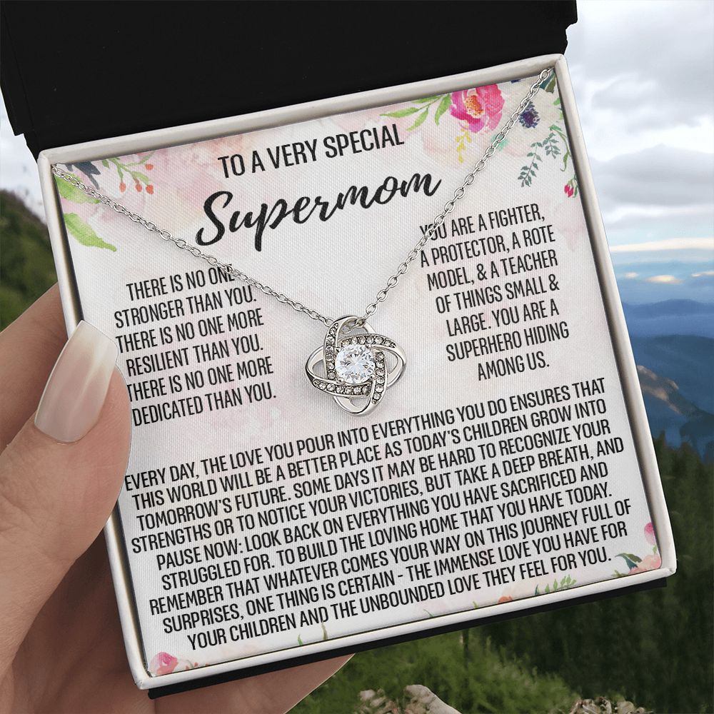 To My Mom Necklace From Daughter, To A Very Special Supermom Mom Love Knot Necklace Gift for Single Mother, Second Mom Gift Necklace, Present for Mom, Gift Necklace Mother's Day Idea Gift For Women