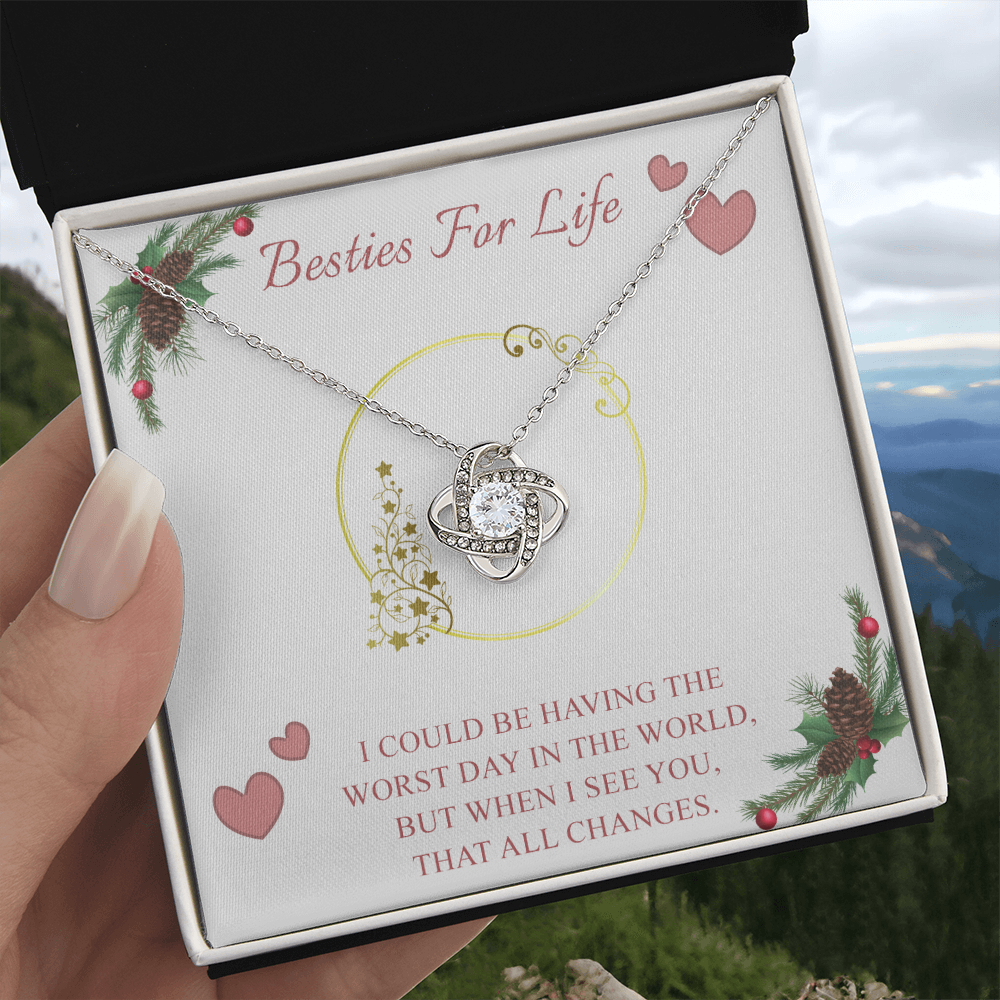 Gifts Necklace For Besties, To My Besties Love Knot Necklace From Friend, Best Friend Birthday Gift Necklace, Long Distance Best Friend Necklace, Besties For Life Necklace Jewelry Gift For Girls