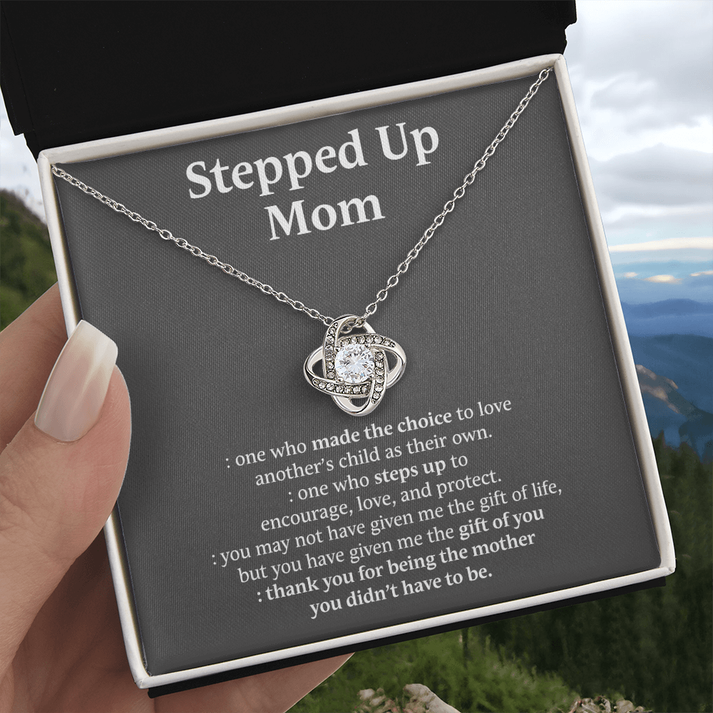 Inspirational StepMom Gifts Stepped Up Mom Necklace Birthday Gift for Bonus Mom