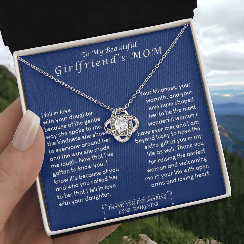 To My Girlfriend's Mom Necklace, Beautiful Girlfriend's Mom Necklace From Daughter Girlfriend's Mom Love Knot Necklace Gift Necklace For Girlfriend's Mom From Daughter Girlfriend's Mom Gift Necklace