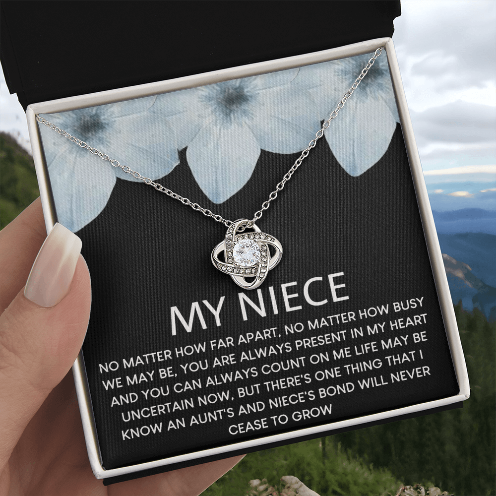 To My Niece Love Knot Necklace From Aunt, Niece Confirmation, Niece With Message Card and Gift Box Necklace Gift from Aunt or Uncle Aunt Niece Necklace, Niece Birthday Gift, Niece Graduation Gift