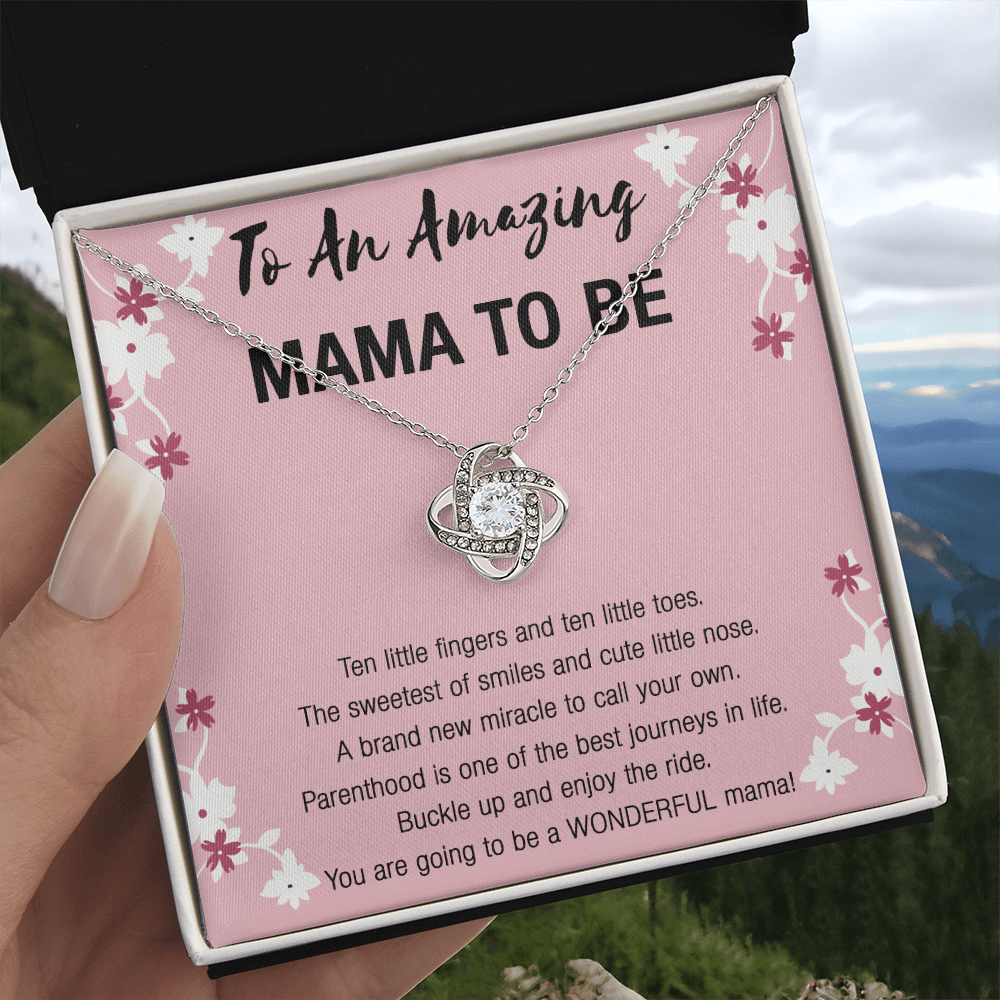 Mama To Be Necklace, To An Amazing Mama To Be Necklace From Daughter, Little Girl Necklace Gift For Mom, Wonderful Mama Pendant, Daughter And Mother Love Knot Necklace Gift For Mom Jewelry To Mama